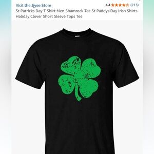 Black T-Shirt with Green Clover Design